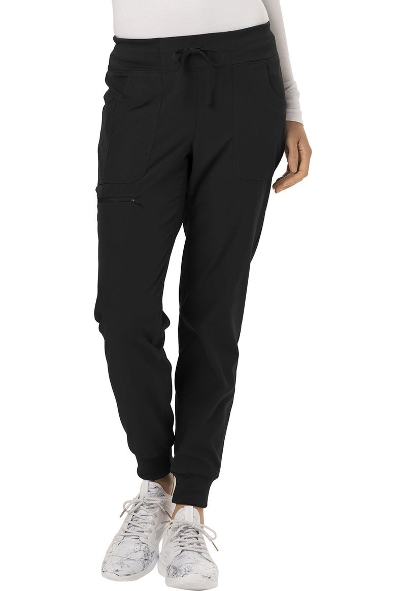 HeartSoul Women's Medical Scrub Jogger Pants Contemporary fit Drawstring Waistband Jogger with 5 Pockets - HS030P, L Petite, Black - Image 1